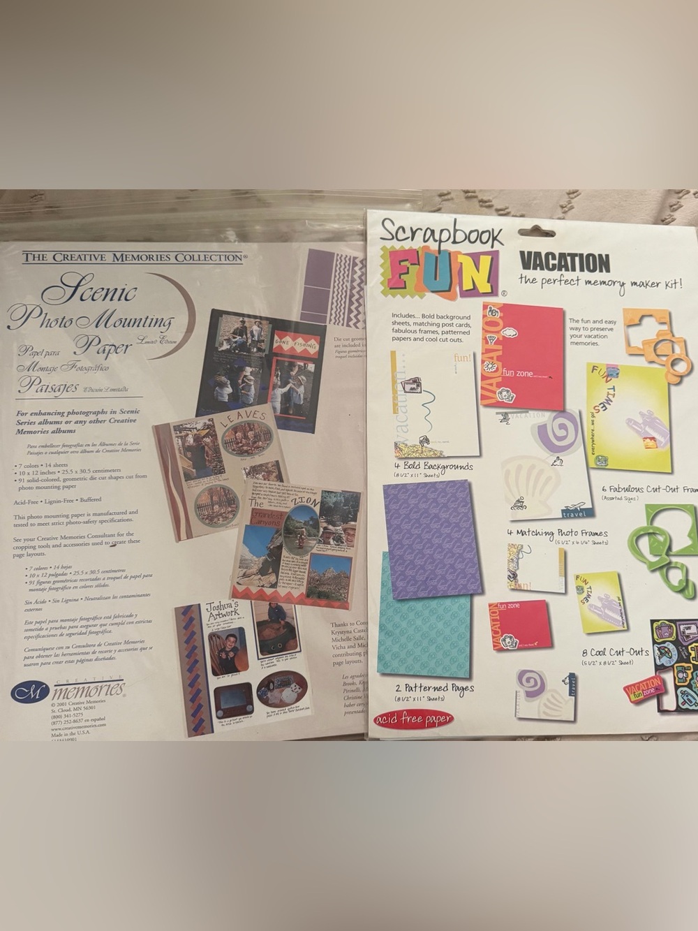 Creative Memories Scenic Photo Mounting Paper Kit and vacation photo collection